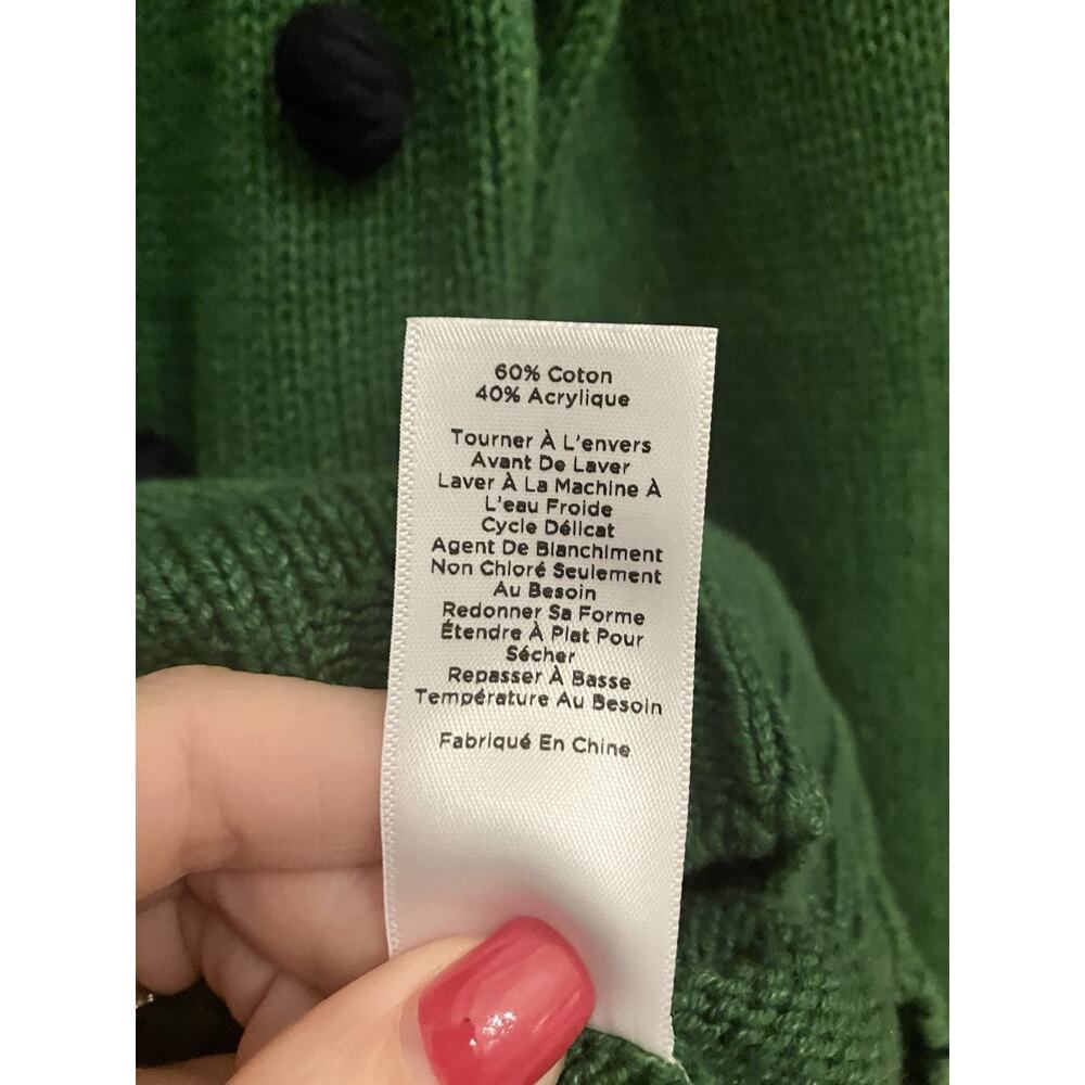 Talbots Sweater Womens Medium Petite Long Sleeve Pom Pom Green Back Zip Soft - Picture 6 of 8